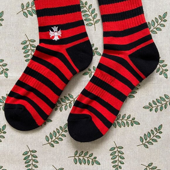 Chrome Hearts Black And Red Striped Sports Socks - Picture 4 of 5